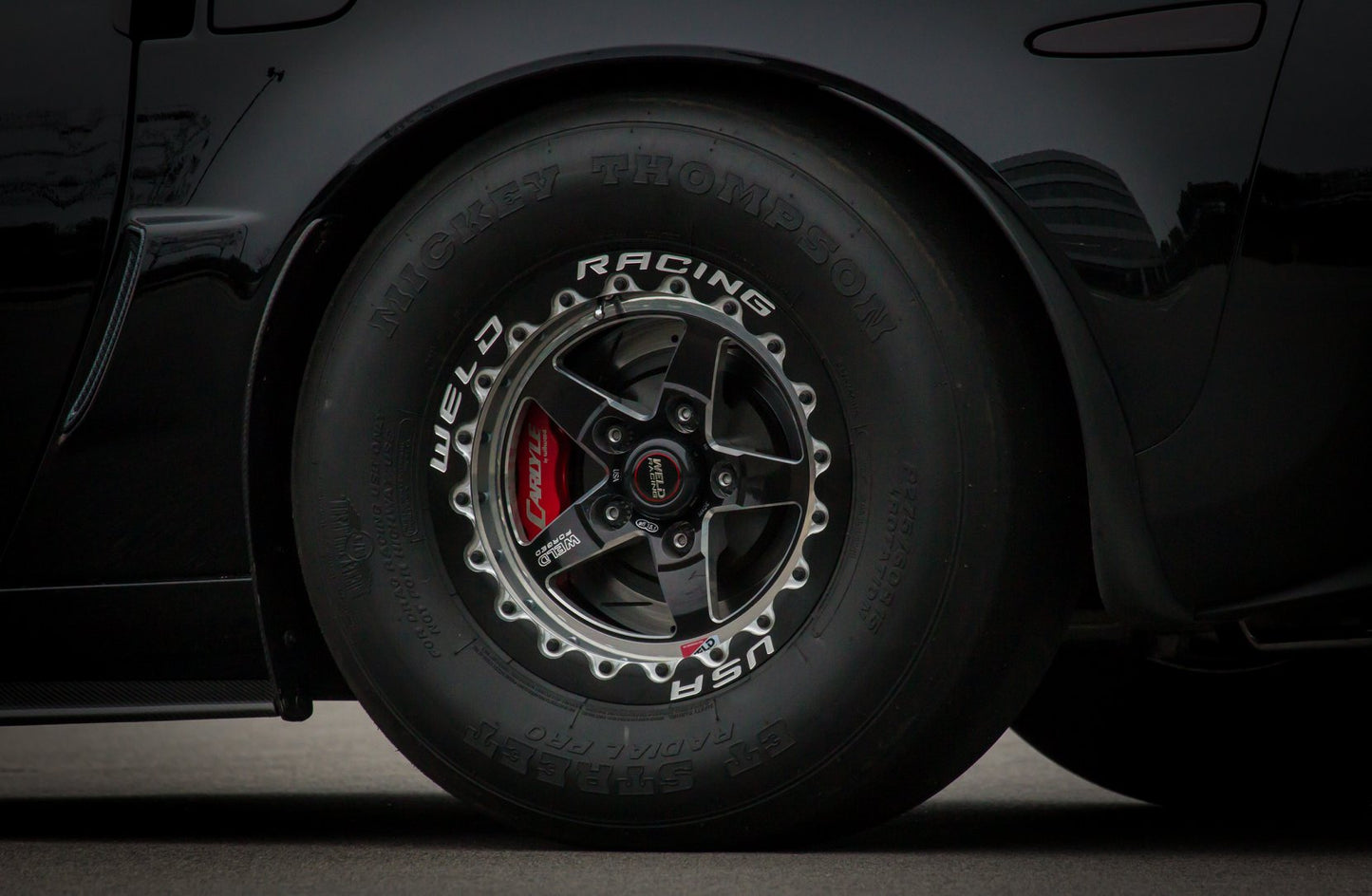 Corvette C5 C6 15" Conversion Kit By Carlyle Racing, Drilled and Slotted Rotors, Red Calipers