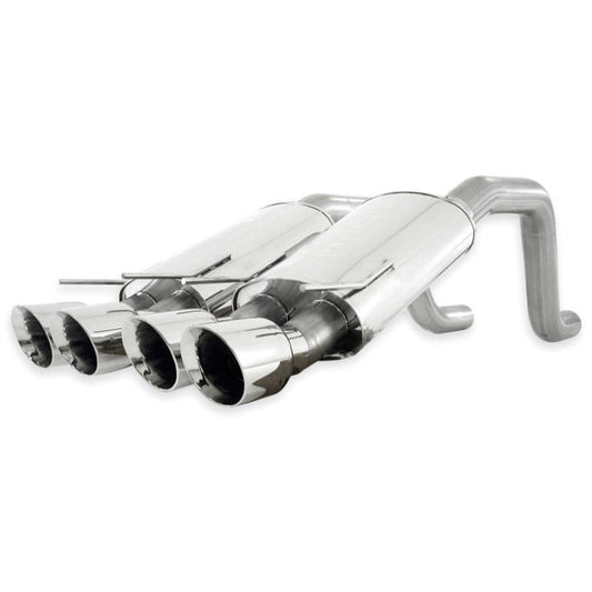Stainless Works 2006-13 Corvette C6ZO6/ZR1 3in Axleback Chambered Mufflers Quad 4in Rolled Edge Tips Stainless Works Catback