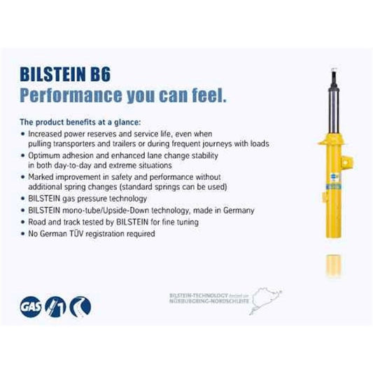 Bilstein B6 Yellow Paint / Blue Straight Boot Front Monotube Shock Absorber - 24.02in Extended L Bilstein Shocks and Struts