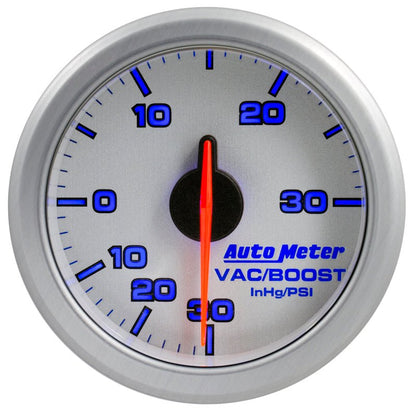 Autometer Airdrive 2-1/6in Boost/Vac Gauge 30in HG/30 PSI - Silver AutoMeter Gauges