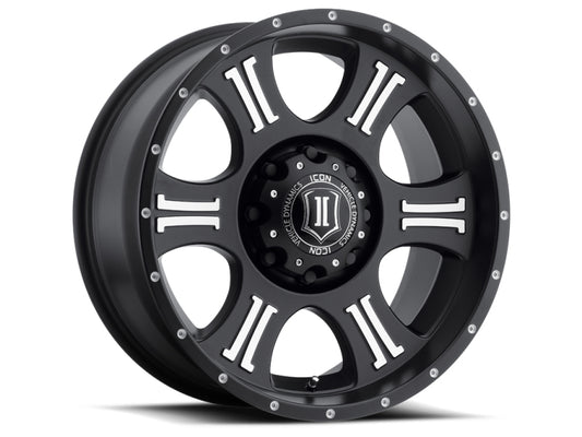 ICON Shield 20x9 5x150 16mm Offset 5.625in BS 110.1mm Bore Satin Black/Machined Wheel