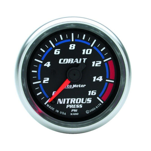 Autometer 2-1/6in Cobalt Nitrous Pressure Gauge 0-1600PSI Digital Steppe Motor AutoMeter Gauges
