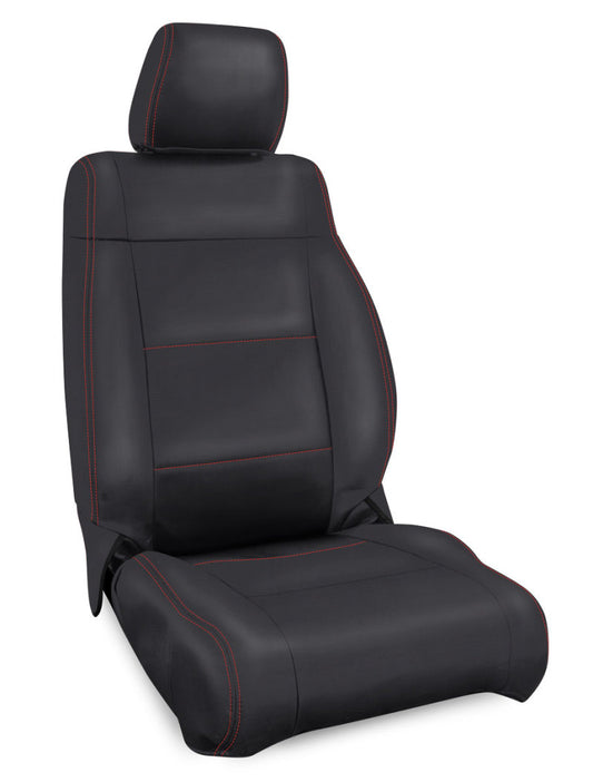 PRP 07-10 Jeep Wrangler JK Front Seat Covers/2 door or 4 door (Pair) - Black with Red Stitching
