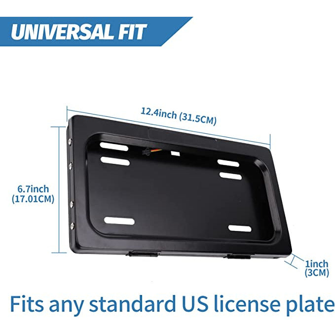 Electric License Screen Plate Cover & Holder for US Universal License (Black) FI Performance