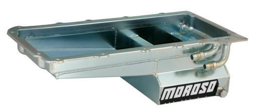 Moroso GM LS Swap (w/Rear Sump & Two -10An Fittings) Wet Sump 7qt 6in Angled Steel Oil Pan