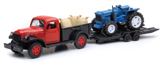 New Ray Toys 1946 Dodge Power Wagon with Farm Tractor/ Scale - 1:32