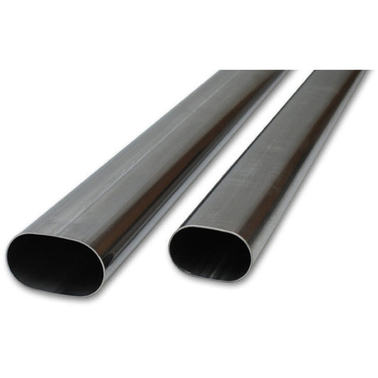 Vibrant 3in Oval (Nominal Size) T304 SS Straight Tubing (16 ga) - 5 foot length Vibrant Steel Tubing