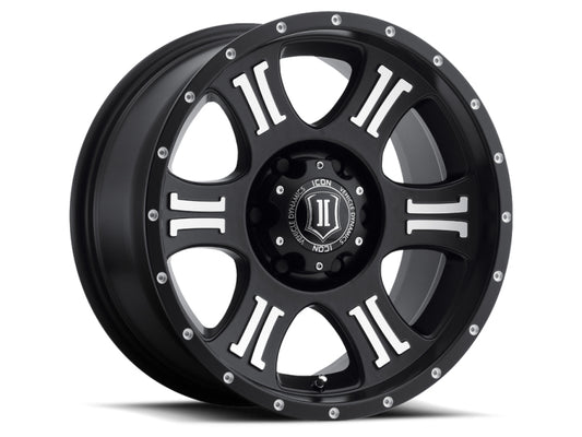 ICON Shield 17x8.5 5x5 0mm Offset 4.75in BS 71.5mm Bore Satin Black/Machined Wheel