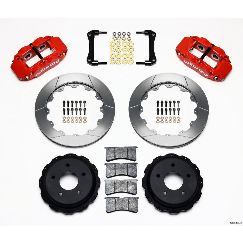 Wilwood Narrow Superlite 4R Rear Caliper & Bracket Kit - Red 97-13 C5/C6 Corvette w/ OEM Rotors main image 0