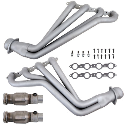 BBK 10-15 Camaro LS3 L99 Long Tube Exhaust Headers With Converters - 1-3/4 Chrome