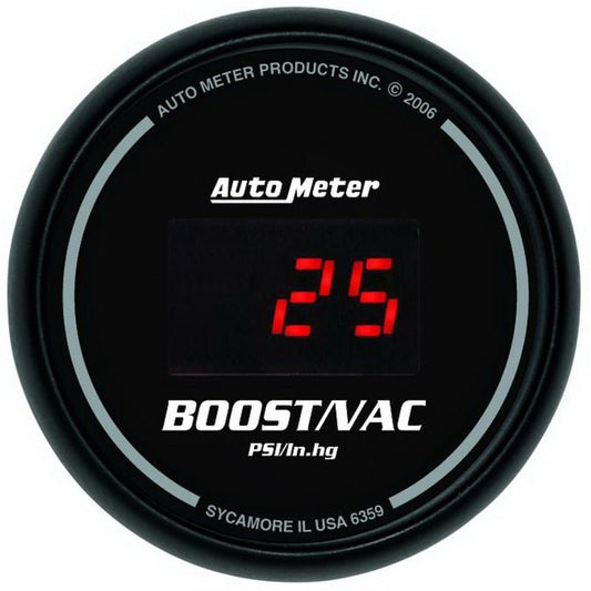 Autometer Black 52mm 30 In Hg.-Vac./30 PSI Digital Vacuum/Boost Gauge AutoMeter Gauges