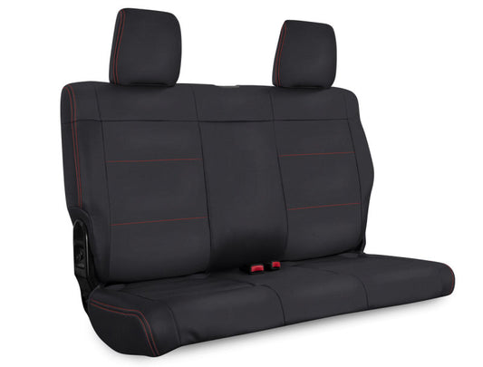 PRP 07-10 Jeep Wrangler JK Rear Seat Covers/2 door - Black with Red Stitching