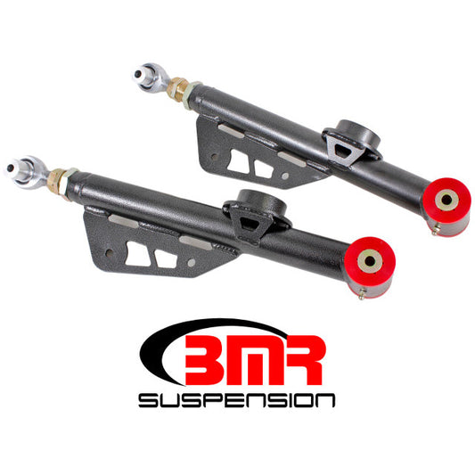 BMR 79-98 Fox Mustang On-Car Adj. Lower Control Arms Poly / Rod End Combo - Black Hammertone BMR Suspension Control Arms