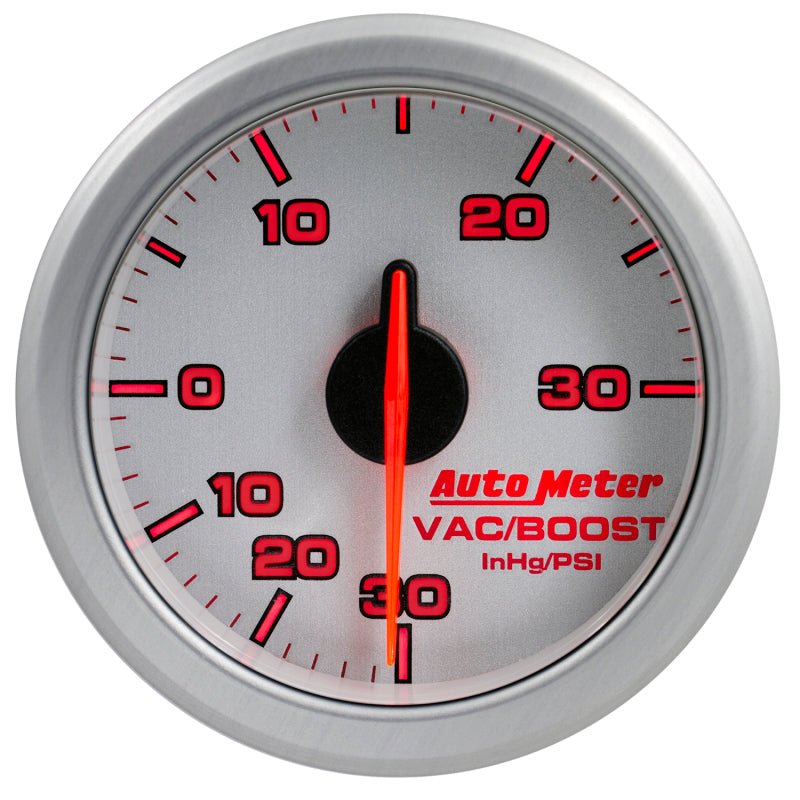 Autometer Airdrive 2-1/6in Boost/Vac Gauge 30in HG/30 PSI - Silver AutoMeter Gauges