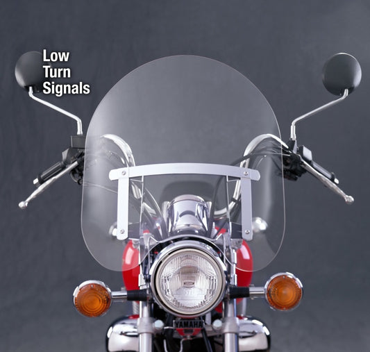 National Cycle 83-22 Harley XL/FXR/D/17-25 Hon/07-24 Kaw Dakota 3 w/Low Turn Signals Windshield-Clr