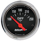 Autometer Traditional Chrome 2-1/16in 100-250 Deg F Electric Differential Temp Gauge