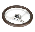 NRG Classic Wood Grain Wheel - 350mm 3 Chrome Silver Spokes Oak Color Wood