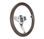 NRG Classic Wood Grain Wheel - 350mm 3 Chrome Silver Spokes Oak Color Wood