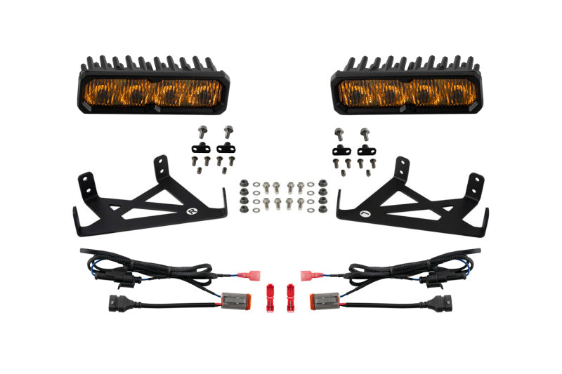 Diode Dynamics 2020-2022 Ford F-250 Super Duty F250 Fog SS6 Pro LED Kit Yellow 3000K