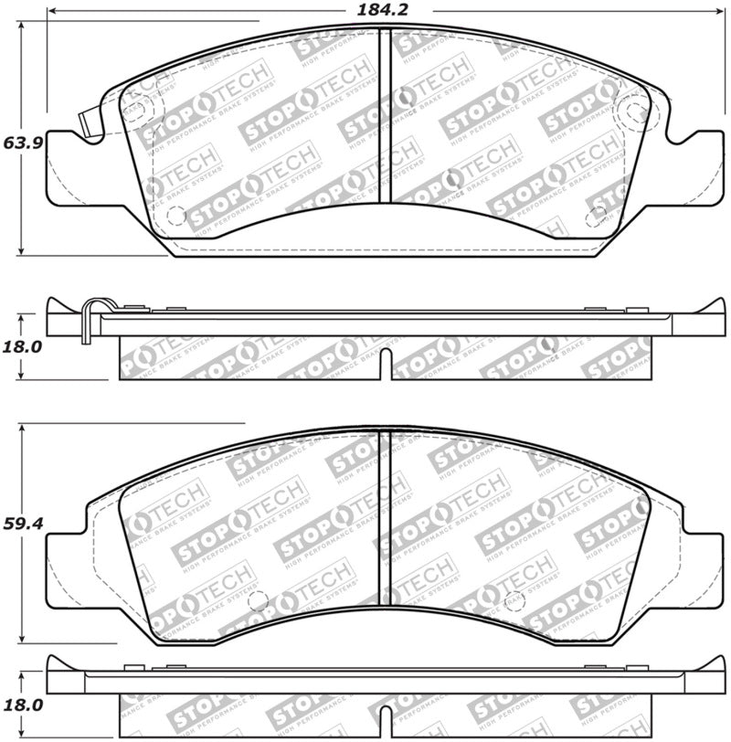 StopTech 08-17 Cadillac Escalade Street Performance Front Brake Pads