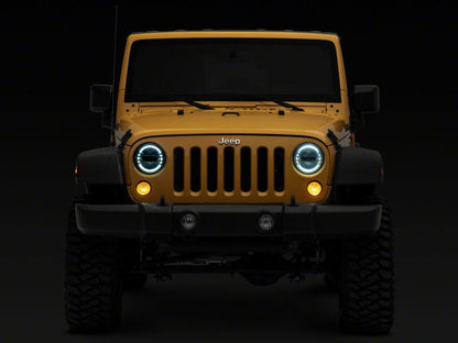 Raxiom 97-18 Jeep Wrangler TJ & JK Axial 7-In LED Headlights w/ DRL- Chrome Housing (Clear Lens)