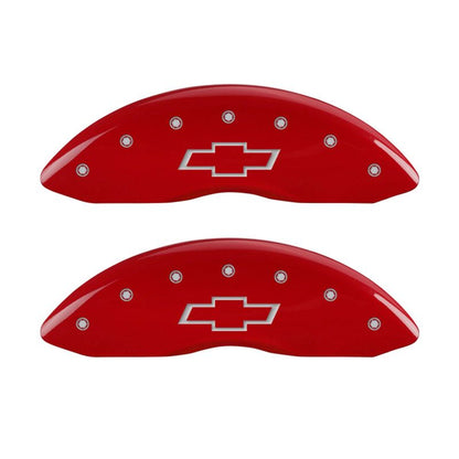 MGP 4 Caliper Covers Engraved Front & Rear Bowtie Red finish silver ch