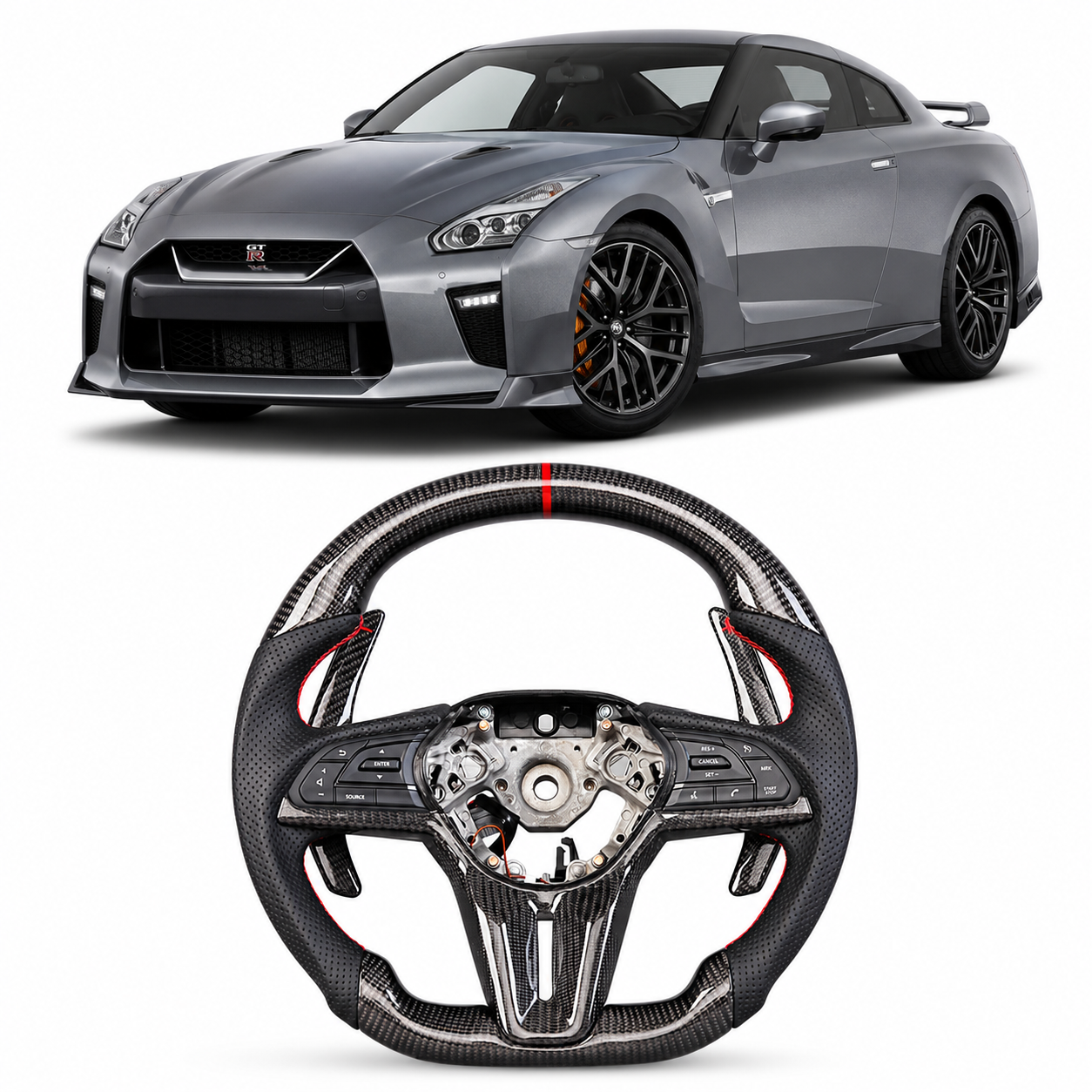 Nissan GTR R35 Skyline R34 Carbon Fiber Steering Wheel 2007-2020