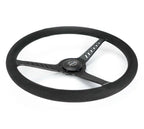 NRG Reinforced Stealth Wheel (380mm) 3 Spoke Center - 1in Deep Dish - Vegan Suede Red Stitch