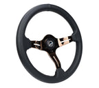 NRG Light Weight Gaming Steering Wheel - Splitz 350mm 3 Rose Gold Spokes Slits - Leather