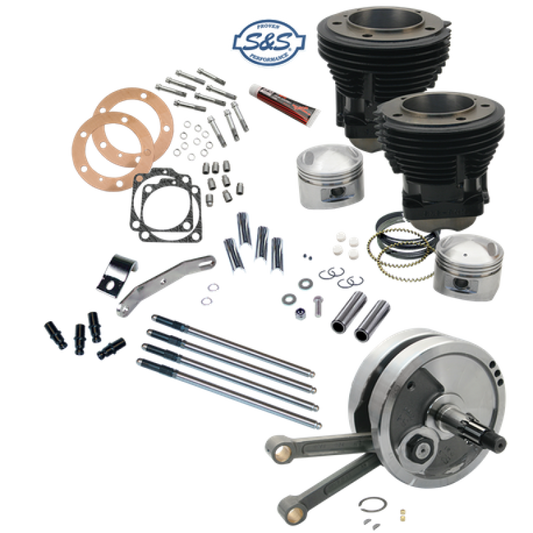 S&S Cycle 70-84 BT 93in Sidewinder High Compression Big Bore Stroker Kit - Gloss Black