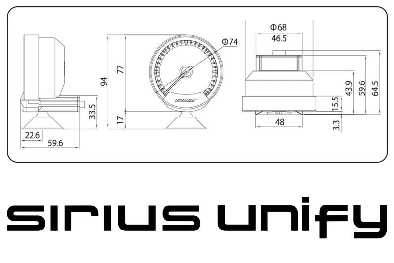 GReddy Sirius Unify Oil Temperature Gauge Set (Sirius Meter w/Oil Temp Sensor Set & Vision Disp)