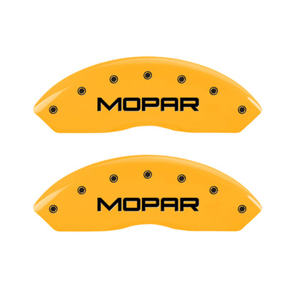 MGP 4 Caliper Covers Engraved Front & Rear MOPAR Yellow finish black ch