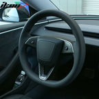 2024-2025 Tesla Model 3 Carbon Fiber Print Steering Wheel Panel Trim
