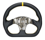 NRG Carbon Fiber Flat Bottom Steering Wheel (320mm) Yellow CF Center w/Yellow Stitch/Yellow Mark