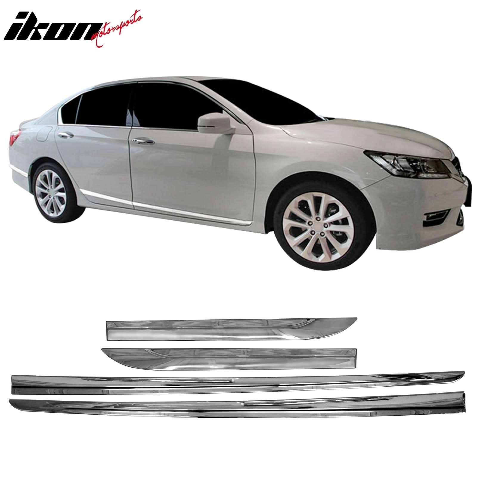 2013-2017 Honda Accord Chrome 4PCS LH RH Lower Door Molding Trim ABS