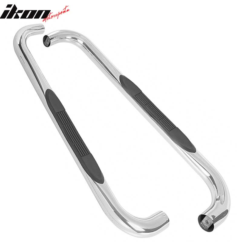 2008-2016 Jeep Compass Round Silver Side Step Nerf Bar Stainless Steel
