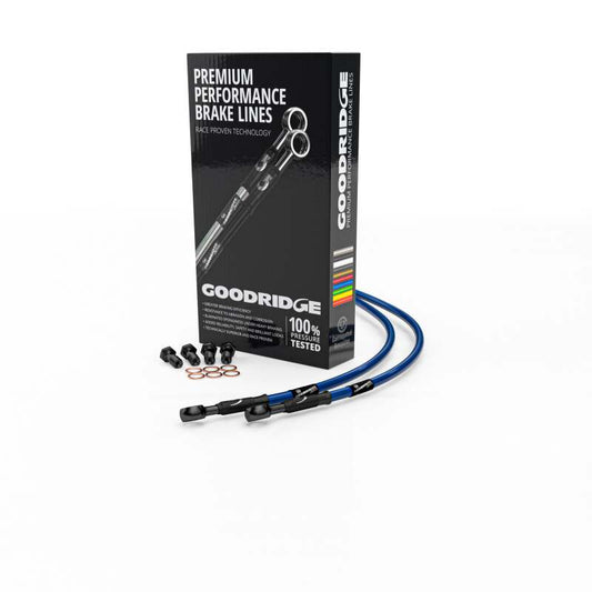 Goodridge Suzuki GSXR600/750 K4-K5 Electric Blue Front SS Brake Lines w/Black Fittings