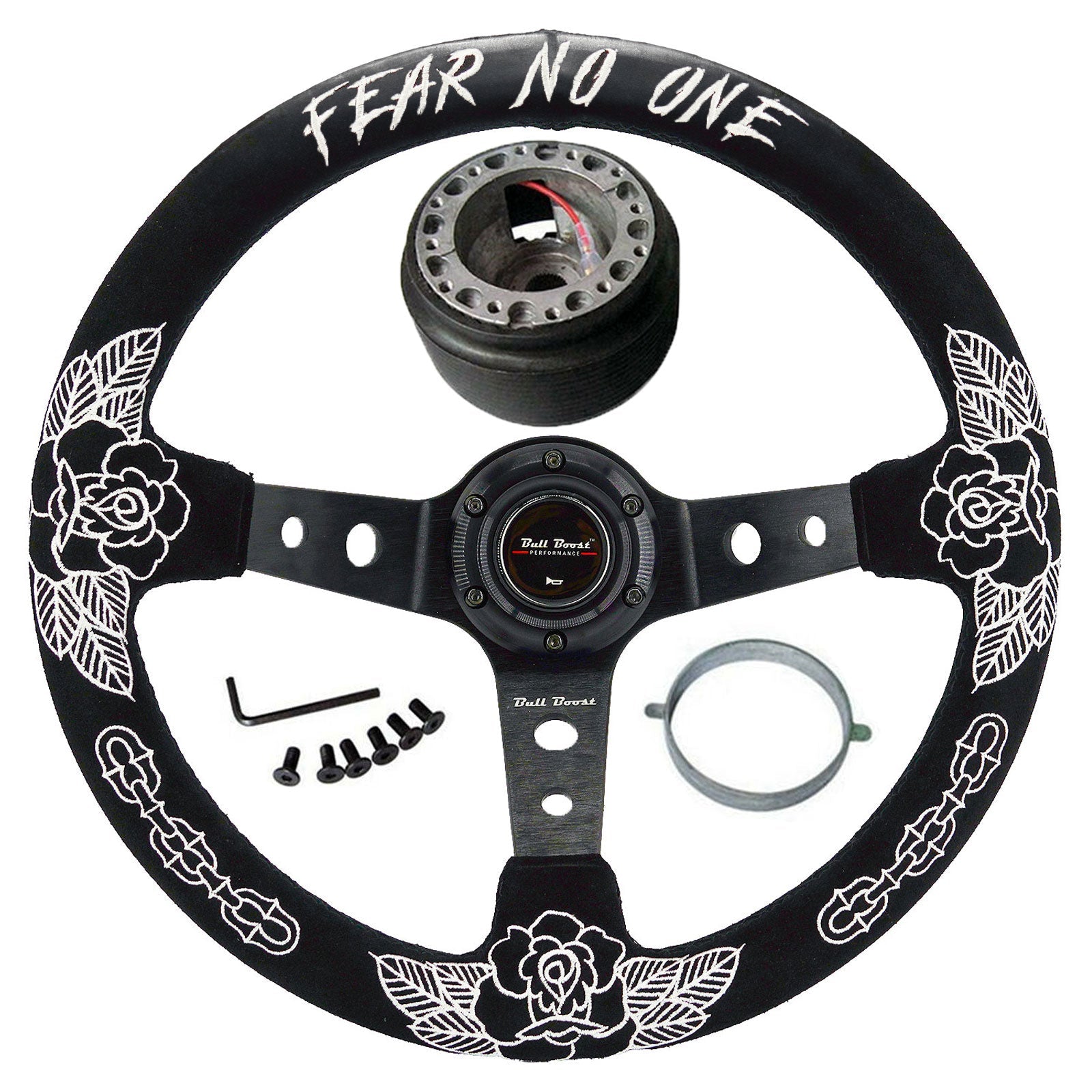 BW Rose 350MM Steering Wheel + Hub Adapter Kit For Subaru Impreza WRX - Bull Boost Performance