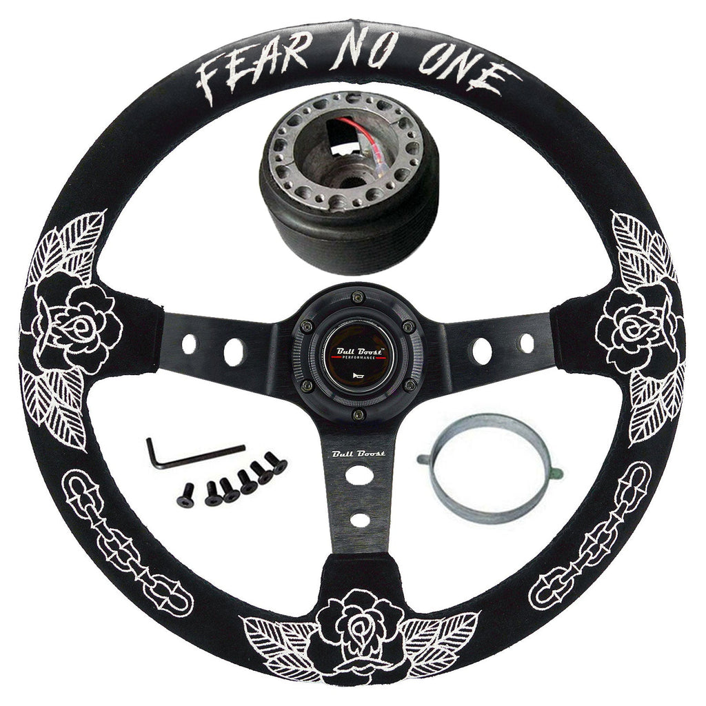 BW Rose 350mm Racing Steering Wheel + Hub Adapter Boss Kit for Civic, Del Sol, Integra - Bull Boost Performance
