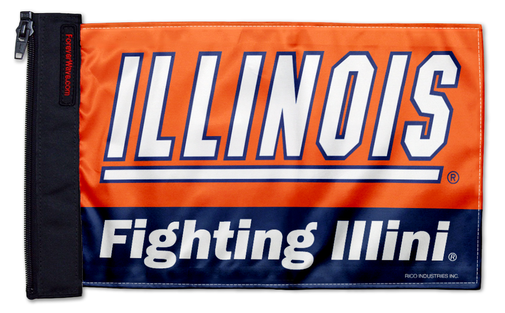 Illinois 11"x17" Forever Wave Flag for Jeep Wrangler JKU 4-Door 2007-2018