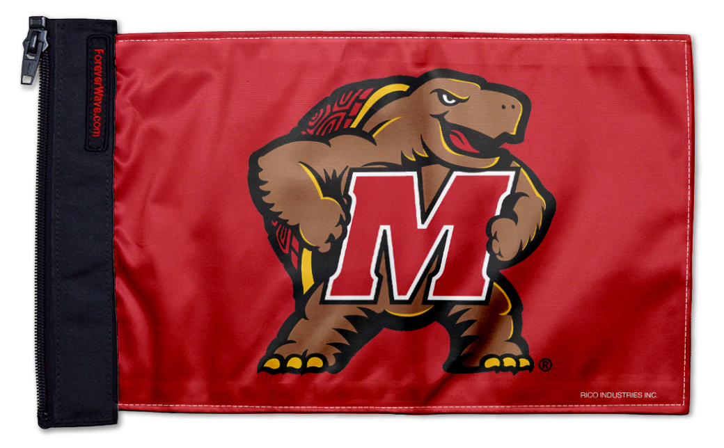 Maryland Terrapins 11"x17" Forever Wave Flag for Jeep Wrangler JLU 4-Door 2018-Present