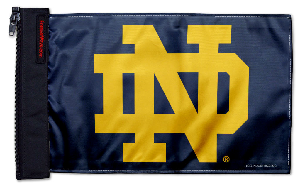 Notre Dame 11"x17" Forever Wave Flag for Jeep Wrangler JKU 4-Door 2007-2018
