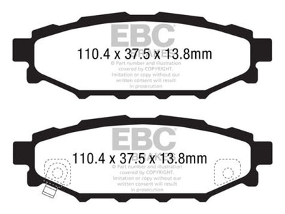 EBC 12+ Subaru BRZ 2.0 (solid rear rotors) Ultimax2 Rear Brake Pads