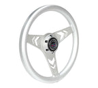 NRG Aluminum Steering Wheel 330mm - Arow Cutout - Ergonomic Grip - Anadized Silver
