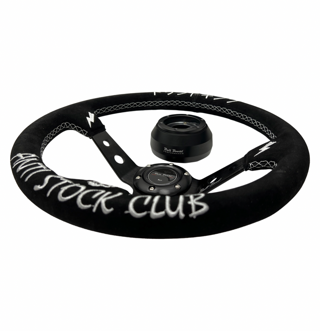 Suede Deep Dish Steering Wheel + Short Hub Adapter Kit For Cadillac Corvette Suburban Neon - Bull Boost Performance