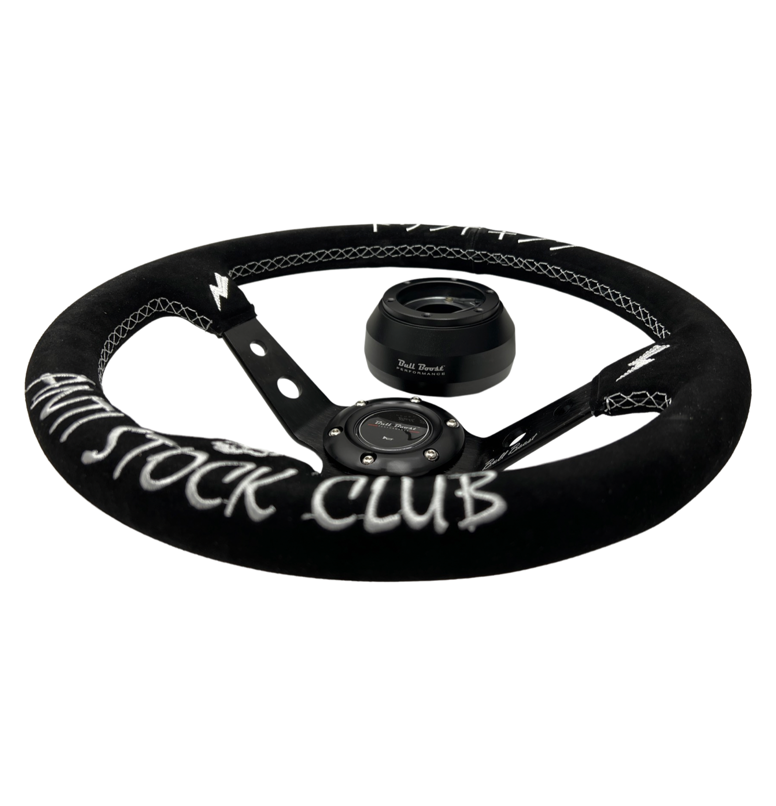 Suede Deep Dish Steering Wheel + Short Hub Adapter Kit For Cadillac Corvette Suburban Neon - Bull Boost Performance