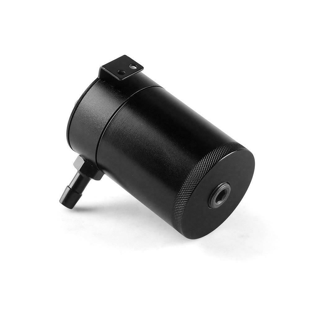 Black Aluminum Oil Catch Can Reservoir Tank Baffled Kit 2-Port | Free 3F Hose - Bull Boost Performance