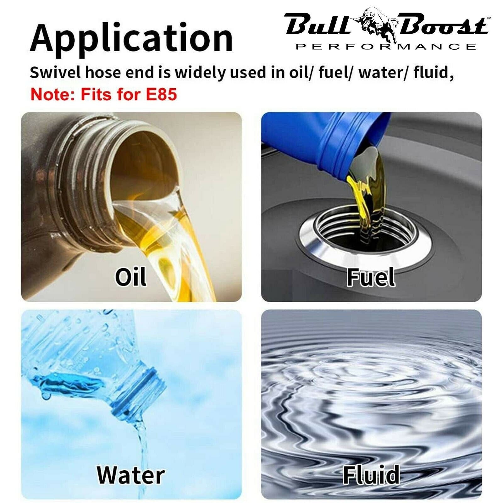 Silver Fuel Hose Oil Gas Air Line AN6-AN8-AN10 Stainless Steel Braided BOOSTED - Bull Boost Performance