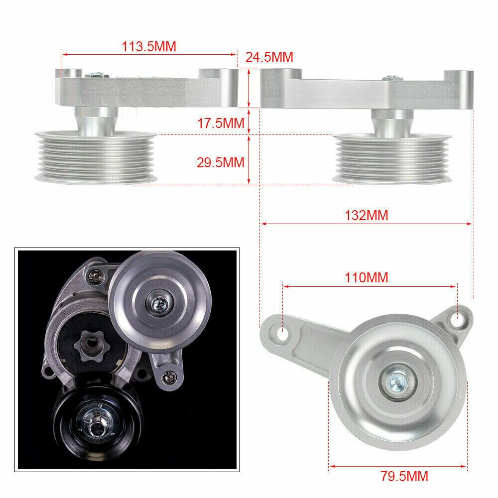 K Series Swap Adjustable EP3 Idler Pulley Belt Kit For Civic Integra Honda Tuned K20 - Bull Boost Performance