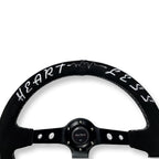 3"DEEP DISH 6-BOLT STEERING WHEEL BLACK SUEDE FOR Dodge GM Buick Chevy Vehicles - Bull Boost Performance